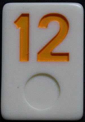 PARTS ONLY - Deluxe Rummy O Board Game - (1) Yellow Number 12 Tile Only