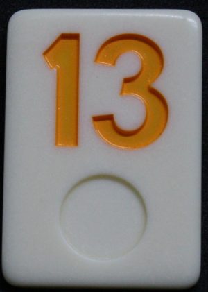 PARTS ONLY - Deluxe Rummy O Board Game - (1) Yellow Number 13 Tile Only