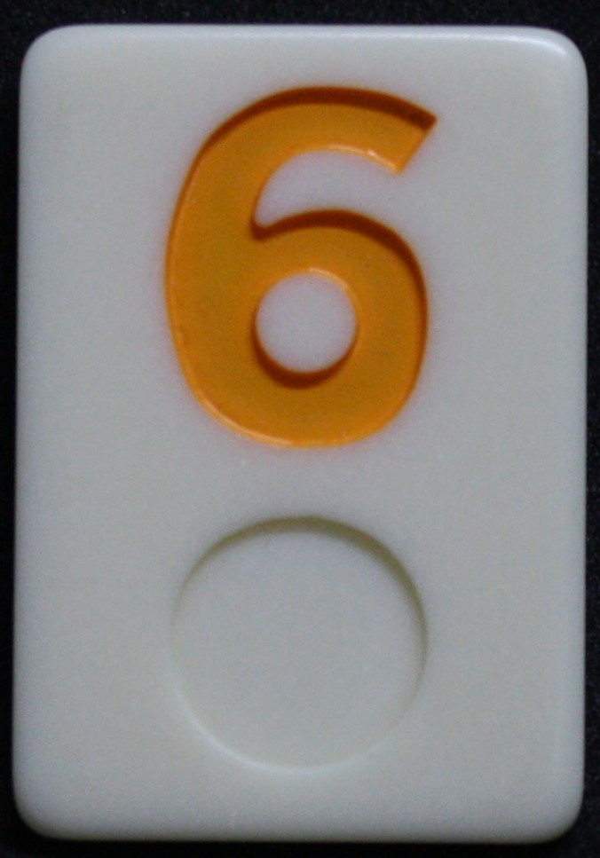 PARTS ONLY - Rummy - O Board Game - (1) Yellow Number 6 Tile Only