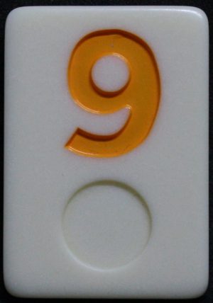 PARTS ONLY - Deluxe Rummy O Board Game - (1) Yellow Number 9 Tile Only