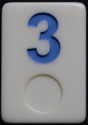 PARTS ONLY - Deluxe Rummy O Board Game - (1) Blue Number 3 Tile Only