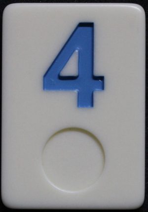 PARTS ONLY - Deluxe Rummy O Board Game - (1) Blue Number 4 Tile Only