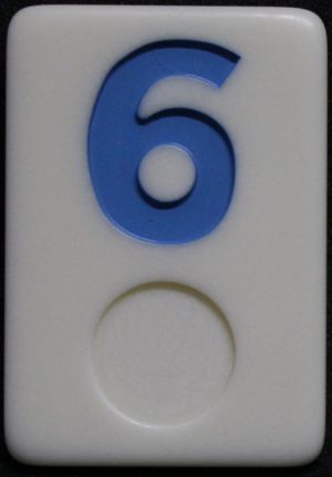 PARTS ONLY - Deluxe Rummy O Board Game - (1) Blue Number 6 Tile Only