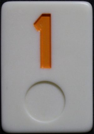 PARTS ONLY - Deluxe Rummy O Board Game - (1) Yellow Number 1 Tile Only