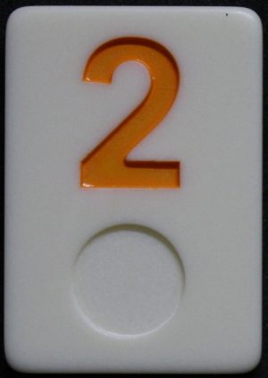 PARTS ONLY - Deluxe Rummy O Board Game - (1) Yellow Number 2 Tile Only