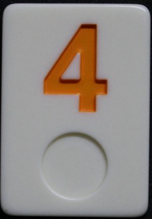 PARTS ONLY - Deluxe Rummy O Board Game - (1) Yellow Number 4 Tile Only