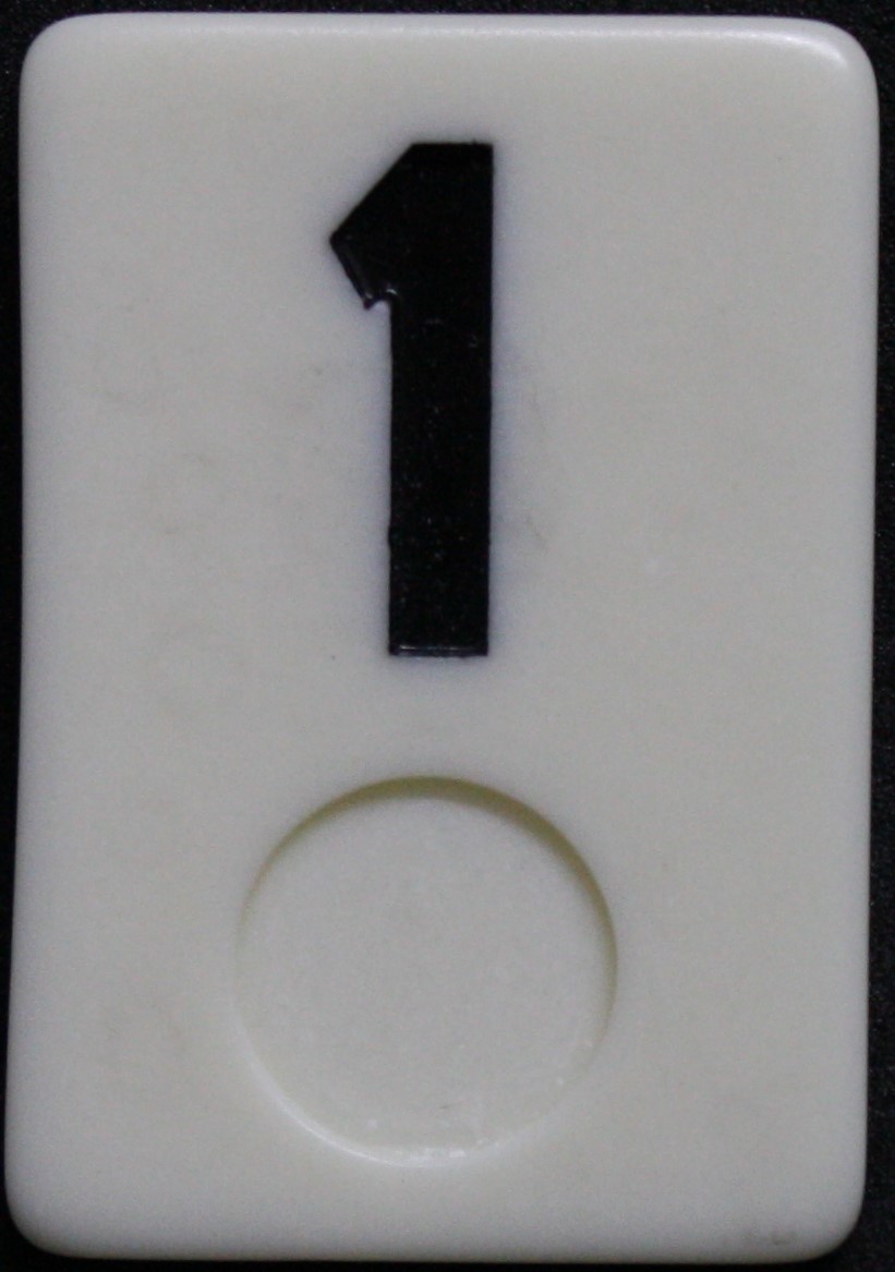 PARTS ONLY - Deluxe Rummy O Board Game - (1) Black Number 1 Tile Only