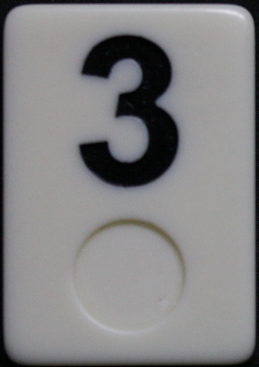 PARTS ONLY - Deluxe Rummy O Board Game - (1) Black Number 3 Tile Only