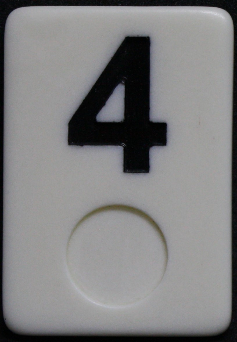 PARTS ONLY - Deluxe Rummy O Board Game - (1) Black Number 4 Tile Only