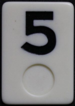 PARTS ONLY - Deluxe Rummy O Board Game - (1) Black Number 5 Tile Only