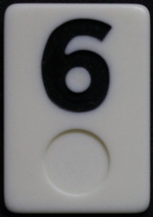 PARTS ONLY - Deluxe Rummy O Board Game - (1) Black Number 6 Tile Only