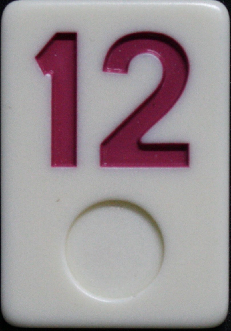 PARTS ONLY - Deluxe Rummy O Board Game - (1) Pink Number 12 Tile Only