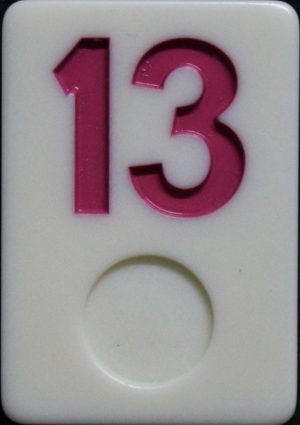 PARTS ONLY - Deluxe Rummy O Board Game - (1) Pink Number 13 Tile Only