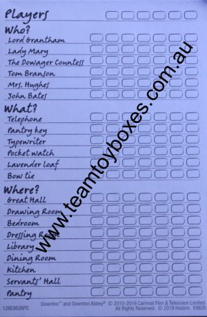 PARTS ONLY - Clue Downton Abbey Board Game - (1) Single Notebook Page Only