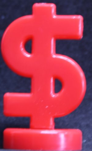 PARTS ONLY - Call Up Put Down Stockmarket Options Board Game - (1) Red Dollar Sign Token Only