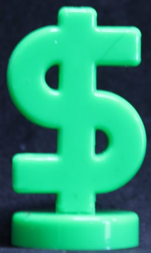 PARTS ONLY - Call Up Put Down Stockmarket Options Board Game - (1) Green Dollar Sign Token Only