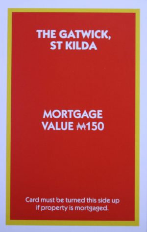 PARTS ONLY - Monopoly "The Block" (2018) Board Game - (1) The Gatwick St Kilda Title Deed Only