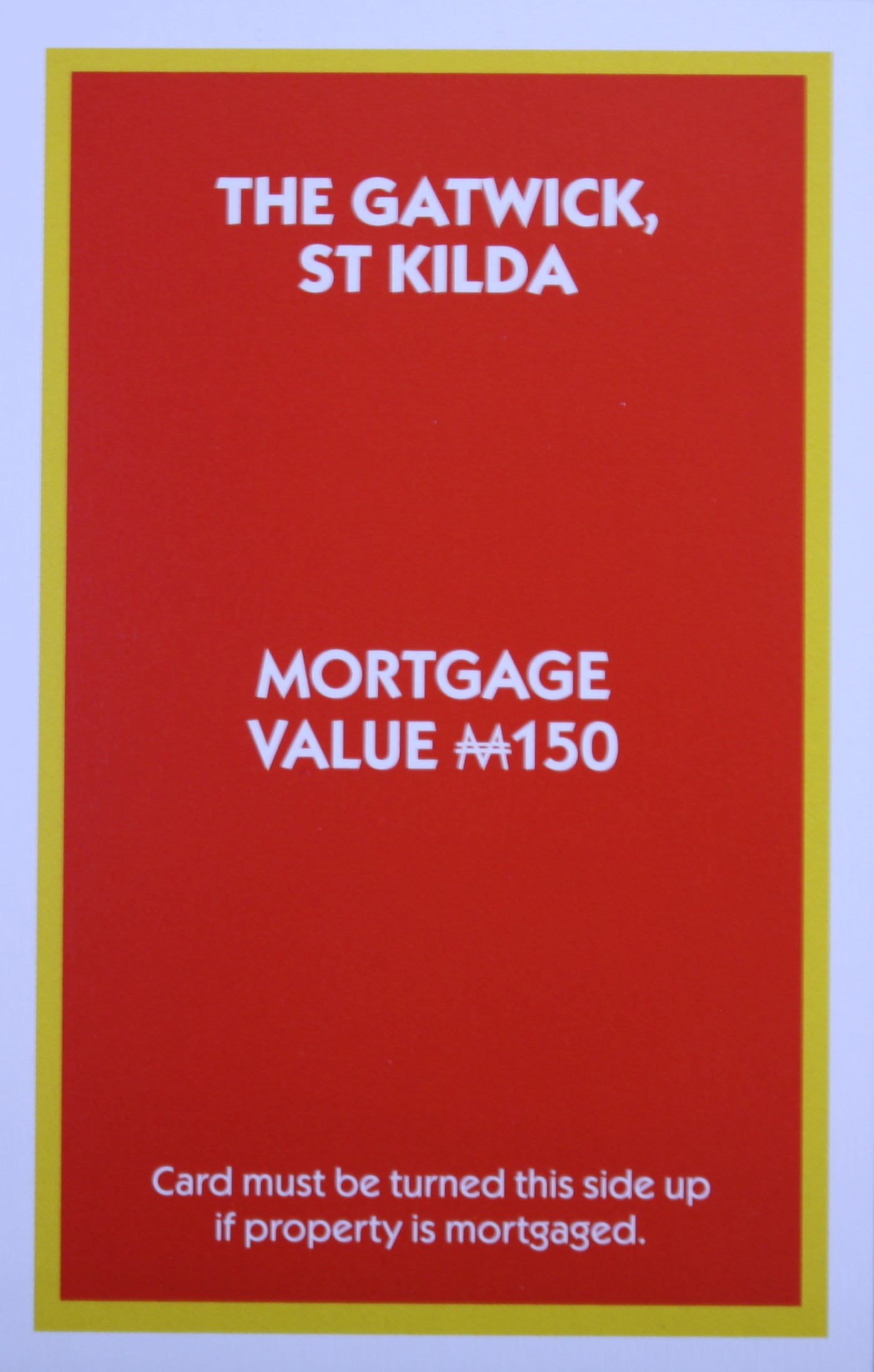 PARTS ONLY - Monopoly "The Block" (2018) Board Game - (1) The Gatwick St Kilda Title Deed Only