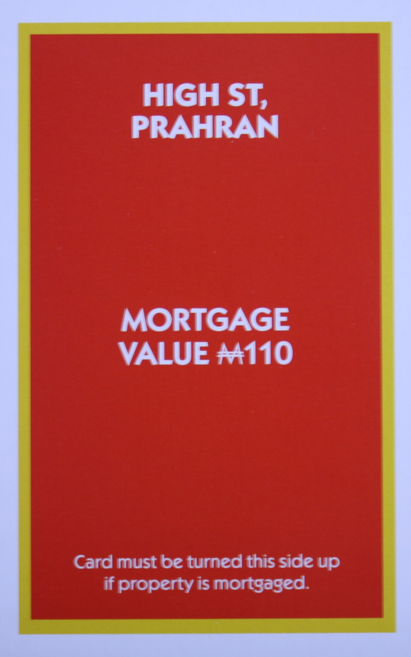 PARTS ONLY - Monopoly "The Block" (2018) Board Game - (1) High St. Prahran Title Deed Only