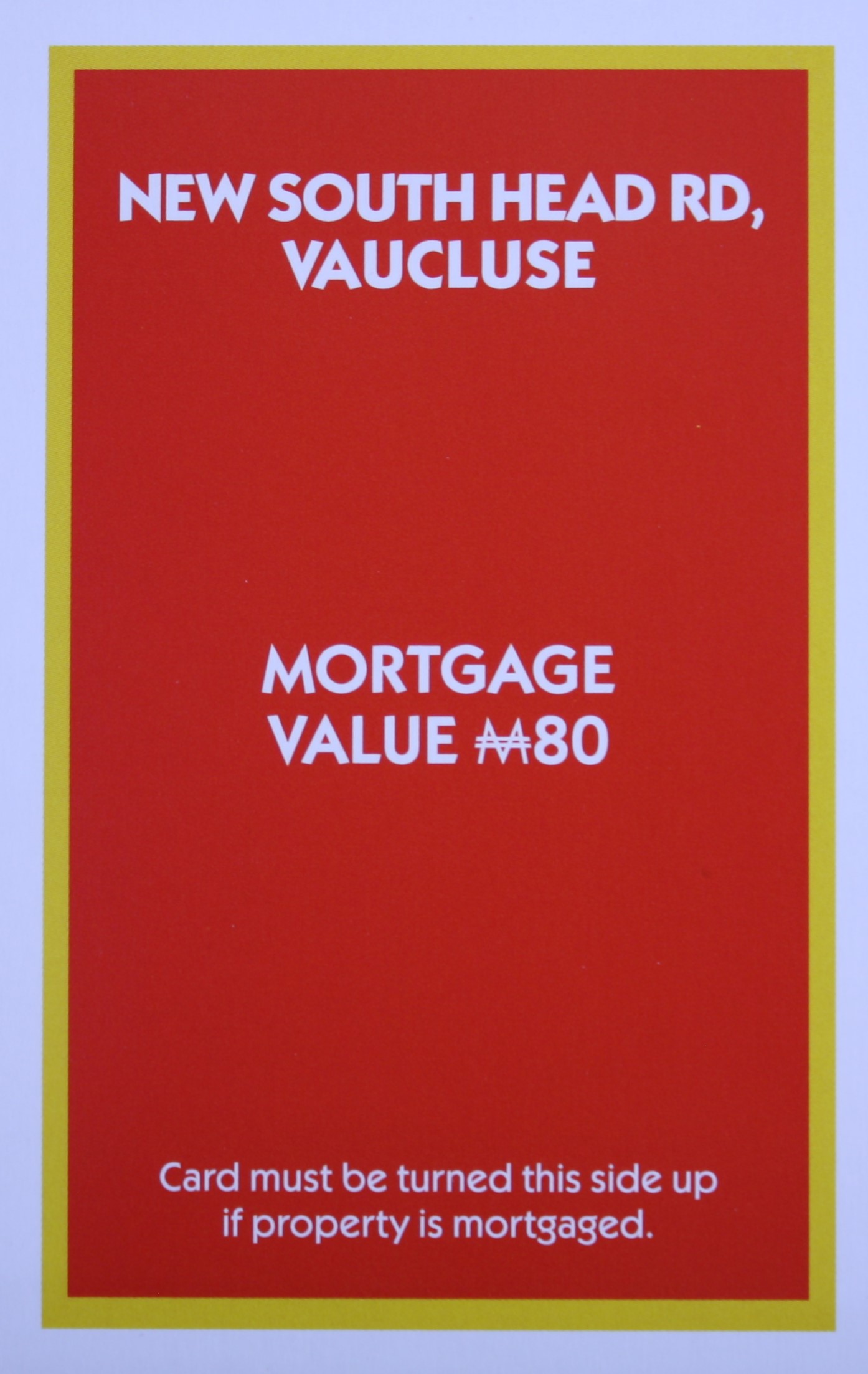 PARTS ONLY - Monopoly "The Block" (2018) Board Game - (1) New South Head Rd. Vaucluse Title Deed Only