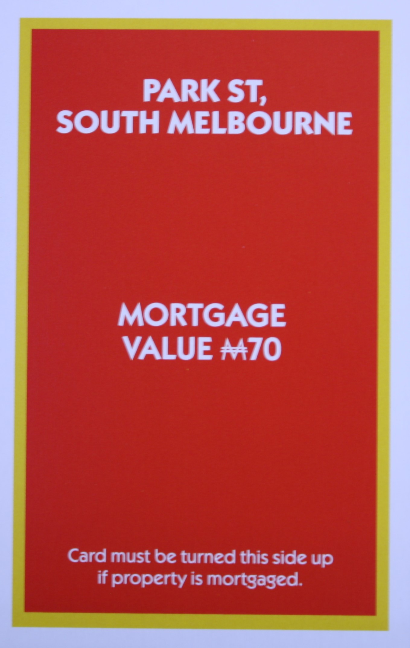 PARTS ONLY - Monopoly "The Block" (2018) Board Game - (1) Park St. South Melbourne Title Deed Only