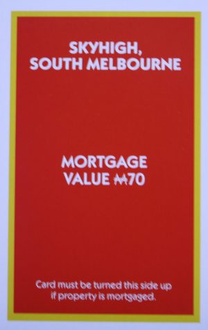 PARTS ONLY - Monopoly "The Block" (2018) Board Game - (1) Skyhigh South Melbourne Title Deed Only