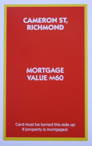 PARTS ONLY - Monopoly "The Block" (2018) Board Game - (1) Cameron St. Richmond Title Deed Only
