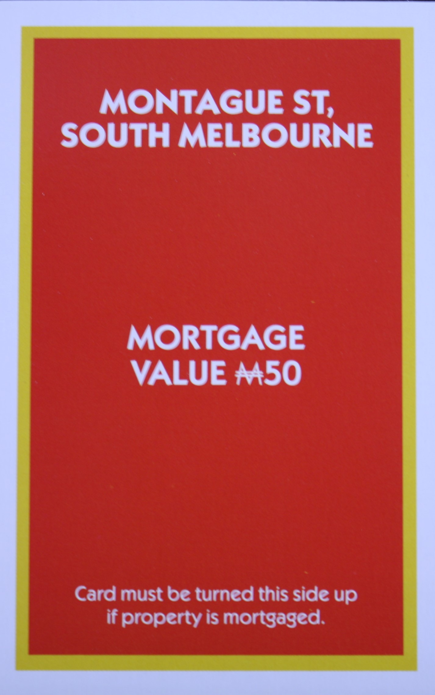 PARTS ONLY - Monopoly "The Block" (2018) Board Game - (1) Montague St. South Melbourne Title Deed Only