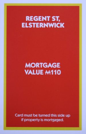 PARTS ONLY - Monopoly "The Block" (2018) Board Game - (1) Regent St. Elsternwick Title Deed Only