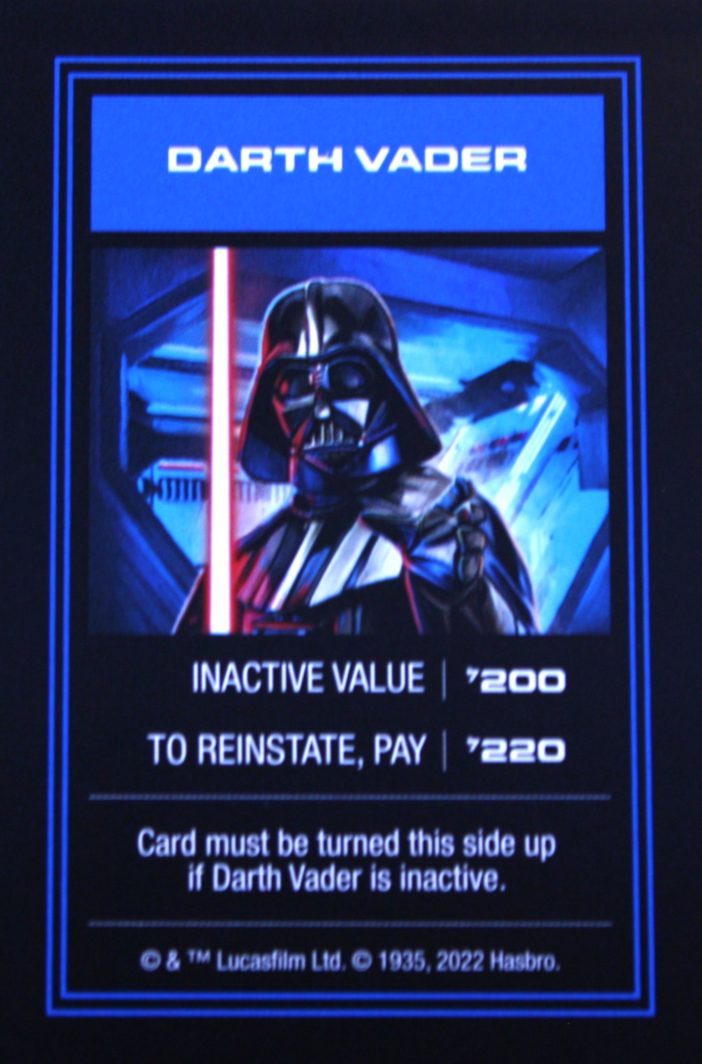 PARTS ONLY - Monopoly Star Wars Boba Fett Edition Board Game - (1) Darth Vader Title Deed Card Only