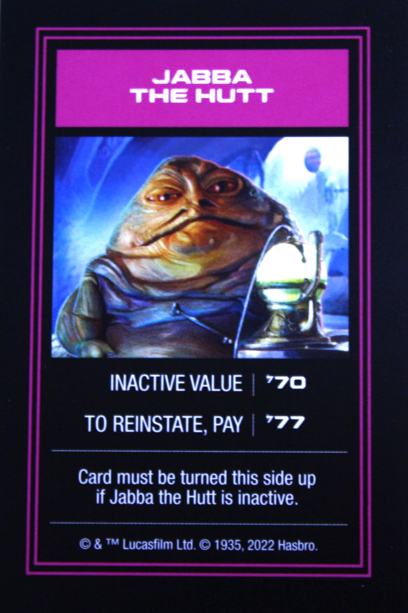 PARTS ONLY - Monopoly Star Wars Boba Fett Edition Board Game - (1) Jabba The Hutt Title Deed Card Only