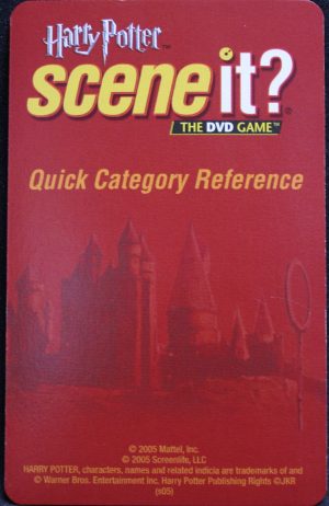 PARTS ONLY - Scene It Harry Potter Board Game - (1) Quick Category Reference Card Only