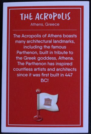 PARTS ONLY - Monopoly Travel World Tour Board Game - (1) The Acropolis Destination Card Only